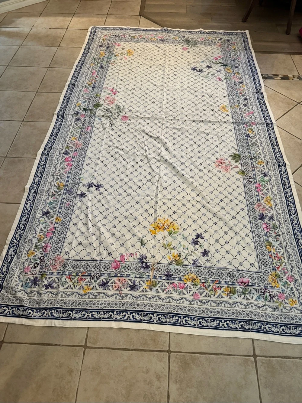 Maison d’Hermine Floral Tablecloth 59x106 Blue White Botanical French Cottage